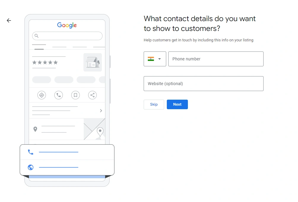 Google Business Profile contact details